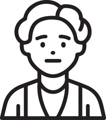 Obraz premium Old Woman Black and White Avatar Illustration in Minimal Line Art Style Design