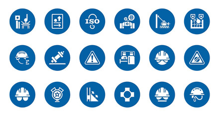 Collection of Safety and Industrial Icons for Construction and Manufacturing.