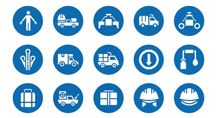 Set of mandatory safety signs for industrial and construction sites.