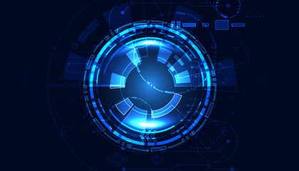 Fototapeta premium Futuristic target HUD interface vector background. Digital technology, security and abstract circular design.