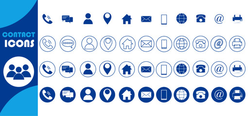 Contact Information and Communication Icons Collection, editable icons, Vector illustrations