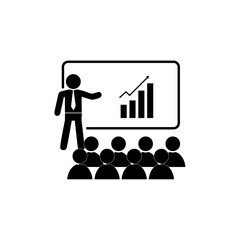 Business Presentation with Growth Chart and Audience, Editable Icon, Vector Illustration