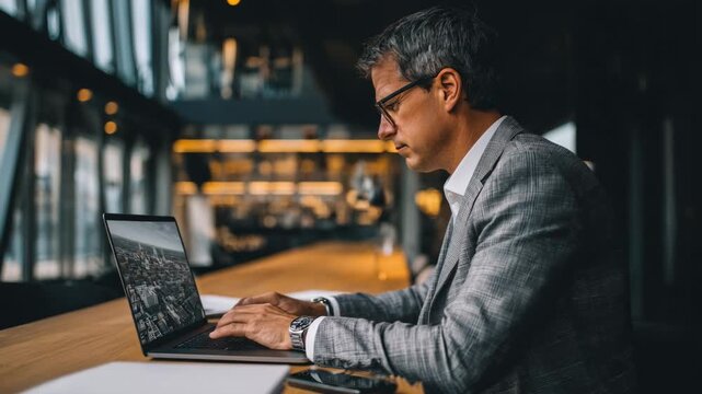 Virtual job interview preparation showing a candidate practicing answers and presentation skills via video call on a laptop at home.