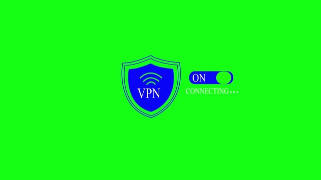 Person turning on VPN virtual private network on smartphone for secure encrypted internet connection.    VPN Cyber Security Shield with Secure Connection and Data Protection Concept .