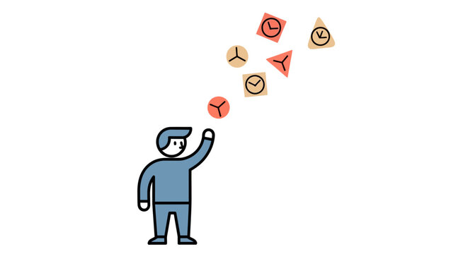 Man throwing business icons.