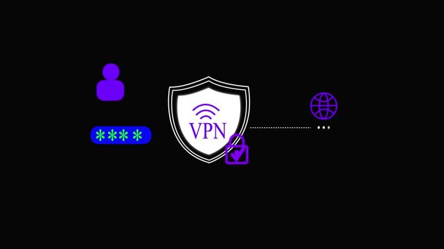Person turning on VPN virtual private network on smartphone for secure encrypted internet connection.    VPN Cyber Security Shield with Secure Connection and Data Protection Concept .