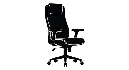 Silhouette of a modern office chair with a high back and armrests