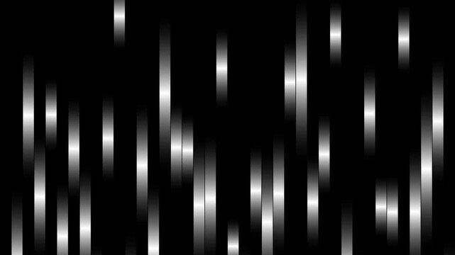 Abstract Digital Rain Effect on Black Background - Vertical White Lines Falling Down.