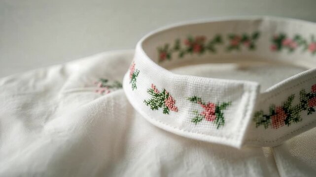 How to sew a decorative collar with floral design on a simple shirt