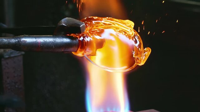 Melting colorful glass flame traditional indian bangle jewelry making factory hot fire industrial manufacturing authentic craft artisan skill cultural production shiny accessory workshop