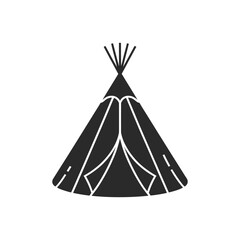 Simple black silhouette of a traditional native american teepee tent © MDMOGGEM