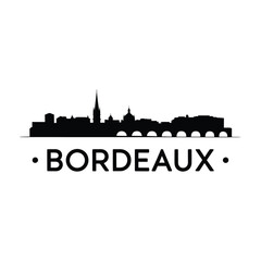 A black silhouette of bordeaux s skyline with city name below © MDMOGGEM