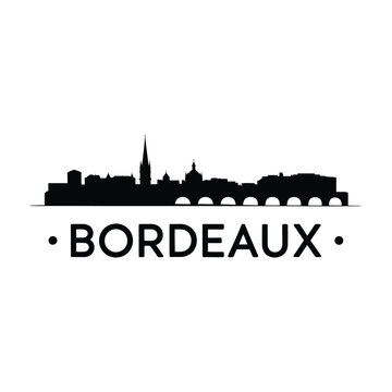 A black silhouette of bordeaux s skyline with city name below