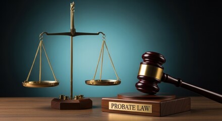 Symbolic representation of justice and legal balance with a gavel and scales