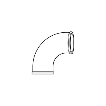 A black and white drawing of a curved pipe fitting