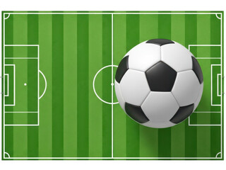 Obraz premium Soccer ball on a pitch isolated on transparent background