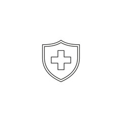Obraz premium Medical shield icon with a cross symbol