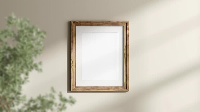Minimalist 30x40 Frame Mockup, Motion Background, Poster Frame Video Mockup, Wooden Blank Frame On the Wall, Poster Mockup
