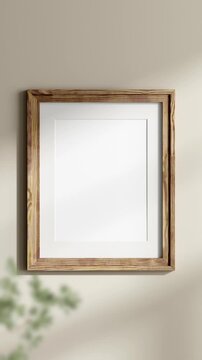 Minimalist 30x40 Frame Mockup, Motion Background, Poster Frame Video Mockup, Wooden Blank Frame On the Wall, Poster Mockup