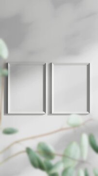 Minimalist 30x40 Frame Mockup, Motion Background, Poster Frame Video Mockup, Wooden Blank Frame On the Wall, Poster Mockup