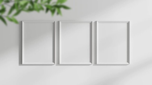 Minimalist 30x40 Frame Mockup, Motion Background, Poster Frame Video Mockup, Wooden Blank Frame On the Wall, Poster Mockup