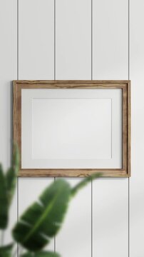 Minimalist 30x40 Frame Mockup, Motion Background, Poster Frame Video Mockup, Wooden Blank Frame On the Wall, Poster Mockup