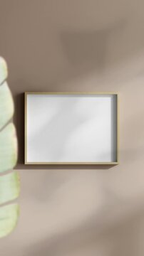 Minimalist 30x40 Frame Mockup, Motion Background, Poster Frame Video Mockup, Wooden Blank Frame On the Wall, Poster Mockup