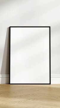 Minimalist A1, A2, A3, A4 Frame Mockup, Motion Background, A ISO Poster Frame Video Mockup, Wooden Blank Frame On the Wall, Poster Mockup