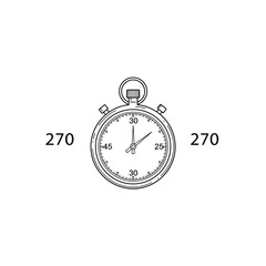 A detailed drawing of a stopwatch on a white background