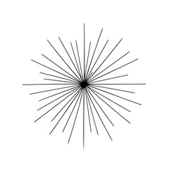 Fototapeta premium Continuous line art starburst on white: black monochrome spiral, symmetrical left/right, minimal decorative illustration for modern graphic designs