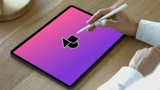 Tablet 19 Static with Pen &ndash; High Detail Touchscreen Device Presentation, Modern Screen Animation, Website and App UI UX Interface Showcase Template