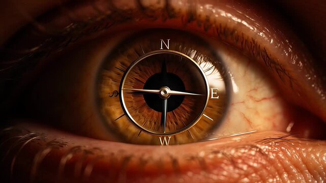 Eye compass concept symbolizes guidance insight