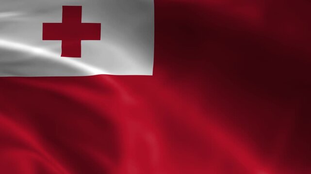 Waving flag of Tonga a national symbol of the Pacific island nation fluttering in the wind with a red and white design perfect for patriotic or travel themes