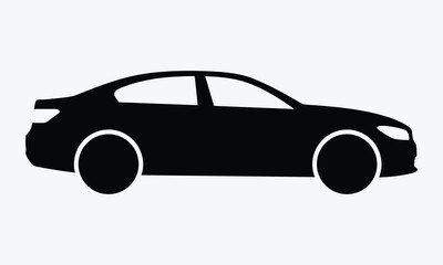 Fototapeta premium Modern black car silhouette on white background