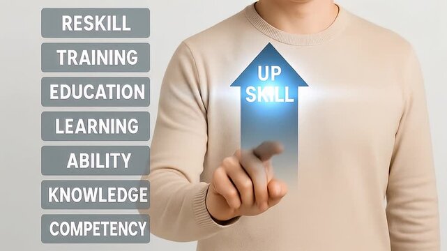 Upskill training education learning ability knowledge competency reskill development career growth motivation professional growth career advancement confidence for skill improvement and development