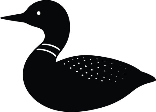 Common Loon Silhouette Vector Art Illustration