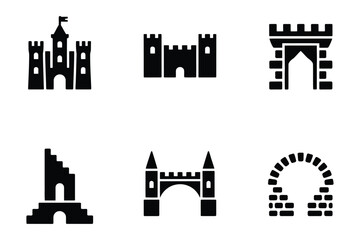 Obraz premium Castle and Fortress Vector Icons