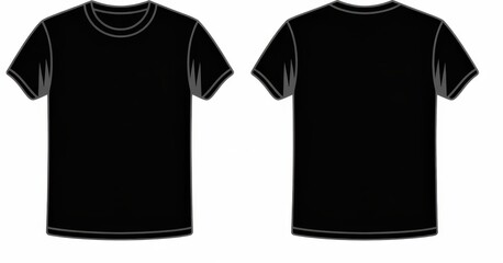 Black t- shirt with white trim front and back view 1