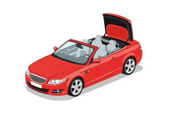 Red Convertible Car Model with Open Doors.