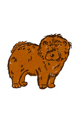 Fototapeta premium Cute Chow Chow Dog Cartoon Illustration Isolated on White Background Png Without background 