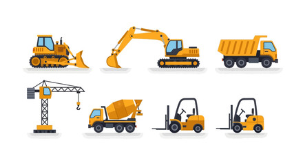 Heavy Construction Machinery Equipment Vehicles Set. © killa