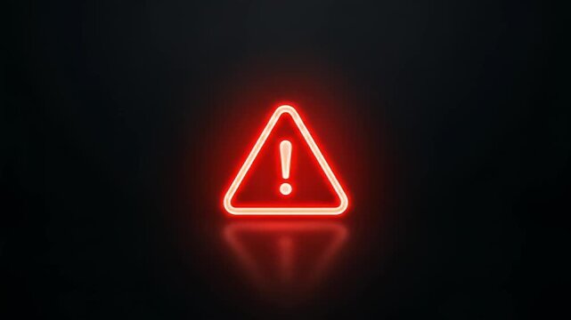 Red warning triangle with exclamation neon glowing red triangle alert danger reflection dark glowing neon warning triangle exclamation alert danger reflection urgent caution neon red triangle glowing