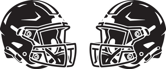 American Football Helmet and Ball Black Silhouette Vector