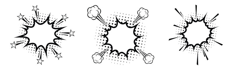 Comic Explosion Speed Bubbles with Halftone Dot Vector Elements  © VectorNest 95
