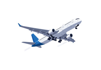 Fototapeta premium Commercial Airplane in Flight with Blue Tail.