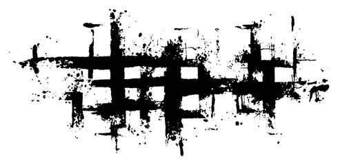 Abstract grunge background with bold ink grid and messy paint splatter texture © Wuszu