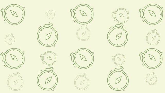Holiday doodle pattern light background with green compass outlines for travelthemed festive design. Suitable for travel holiday promotions and decorations.