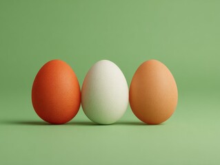 minimal easter egg trio isolated on a green background