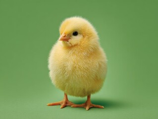 Obraz premium easter chick small yellow isolated on a green background