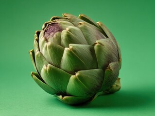 Obraz premium artichoke whole fresh isolated on a green background